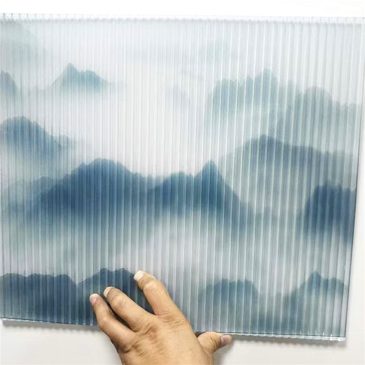 山水画钢化夹丝玻璃